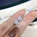 Silver Tone Crystal Snowflake Cluster Stud Earrings view 3