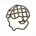 Black Crystal Brain Outline Brooch with Gold Tone Backing view 3