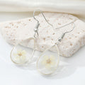 Silver Tone Clear Resin Pressed Flower Teardrop Hook Earrings view 7