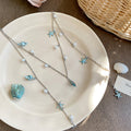 Silver Blue Starfish Conch Pearl Multi Strand Tassel Necklace view 6