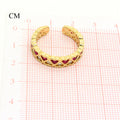 Gold Tone Red and Clear Crystal Heart Adjustable Open Ring view 3