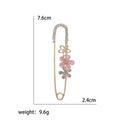 Flower Safety Pin Brooch Cat Eye Rhinestone Grey White Pink view 5