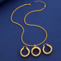 Gold Tone Gold Oval Loop Metal Necklace and Earring Set view 4