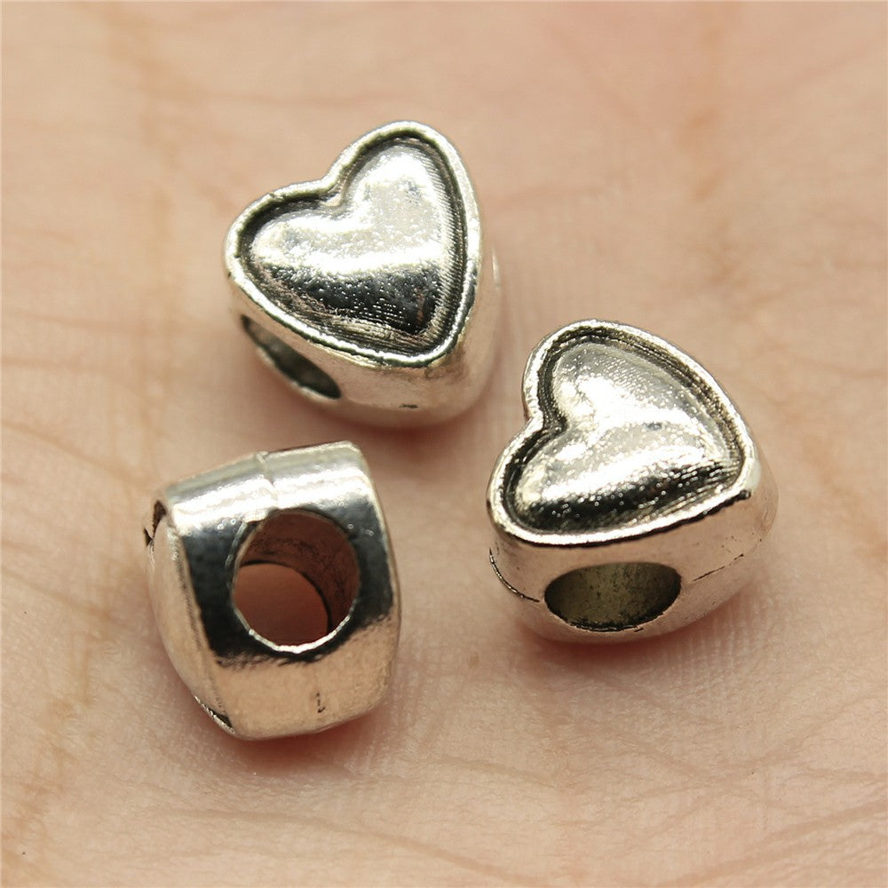 8x8x7mm 1.5g Multicolor Zinc Alloy Heart Large Hole Beads for DIY Bracelet Necklace Jewelry Making