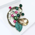 Antique Tone Peacock Brooch With Decorative Crystal And Enamel Details view 4