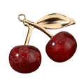 Glitter Resin Cherry Charm Pendant Gold-Tone Leaf Two Colors view 5