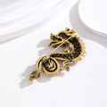 Black Gold Tone Dragon Crystal Five Designs Metal Brooch Pin view 3