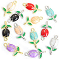 Enamel-Look Gold Silver Tulip Alloy Charms in 12 Styles view 2