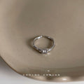 Silver-Tone Open Adjustable Wave Band Ring Single CZ Stone view 4