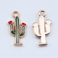 Green Enamel Cactus Charm with Red Flower in 1 Finish for Jewelry Making view 2