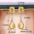 Silver Yellow Pink Teardrop CZ Dangle Earrings Two Colors view 4
