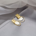 Gold Textured Geometric Disc Ring Drop Earrings Three Colors view 4