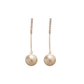 Crystal Bar and Pearl Threader Drop Earrings with Polished Details view 5