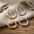 Gold and Silver Open Teardrop Medium Hoop Earrings view 4