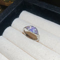 Silver Zircon Open Rings Purple Leaf Blue Flower Styles view 6