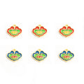 Colorful Lotus Ruyi Lock Enamel Alloy Charm Pendant view 2