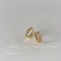 Gold Metal Hollow Chain Link Geometric Huggie Hoop Earrings view 2
