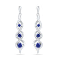 Silver Tone Blue Marquise Stone Linear Drop Earrings view 1
