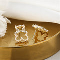 Clear Look Bow Outline Gold Tone Statement Stud Earrings view 3