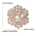 Pearl Center Flower Brooch With Colored Rhinestones Gold Tone view 8