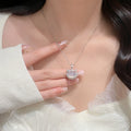 Silver Tone Bow Pendant Necklace With Crystal Accents view 3