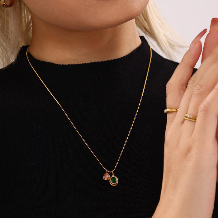 Gold Ball Chain Teardrop Zircon Pendant Necklace Color Combos