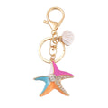 Enamel Starfish Shell Keychain Multicolor Rhinestone Charm view 5