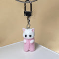 Flocked White Cat Clip Keychains in Nine Outfit Colors view 10