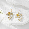 Gold Dolphin Dried Flower Resin Drop Earrings Five Styles view 5