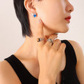 Heart Stud Earrings Red or Blue Crystal Gold and Steel view 9