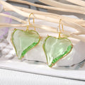 Gold Tone Oversized Faceted Crystal Heart Hook Earrings view 3