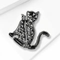 Decorative Openwork Woven Cat Metal Brooch in Two Finishes view 3