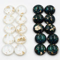 Black and White Gold Fleck Round Resin Cabochon Pieces view 1