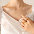 Mini Heart Station Necklace Delicate Fine Chain Gold Rose Steel view 1
