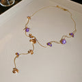 Gold Tone Floral Y Necklaces in Four Colors Chain Pendant Jewelry view 7