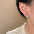 Silver Tone Clear Stone Six Point Snowflake Stud Earrings For Women view 2