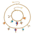 Travel Charm Necklace and Bracelet in Gold and Silver Tone view 5