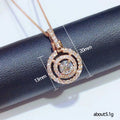 Double Halo Round Clear Stone Pendant Necklace Two Tones view 5