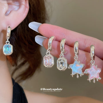 Crystal And Resin Charm Huggie Earrings In Two Styles