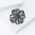 Dark Crystal Openwork Flower Brooch With Looping Petals view 4