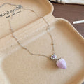 Purple Strawberry Pearl Earrings Necklace Silver Tone view 8