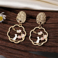 Gold Tone Chinese Animal Scene Enamel Drop Stud Earrings in Six Designs view 10