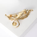 Crystal Double Leaf Stem Brooch in Gold or Silver Tone view 3