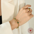 Gold Cuban Link Clear Green Stone Necklace Bracelet Styles view 3