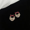Assorted Gold CZ Pearl Heart Flower Bow Stud Earrings view 10