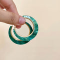 Two Tone Cutout Resin Round Hoop Earrings Jewelry Accessory view 7