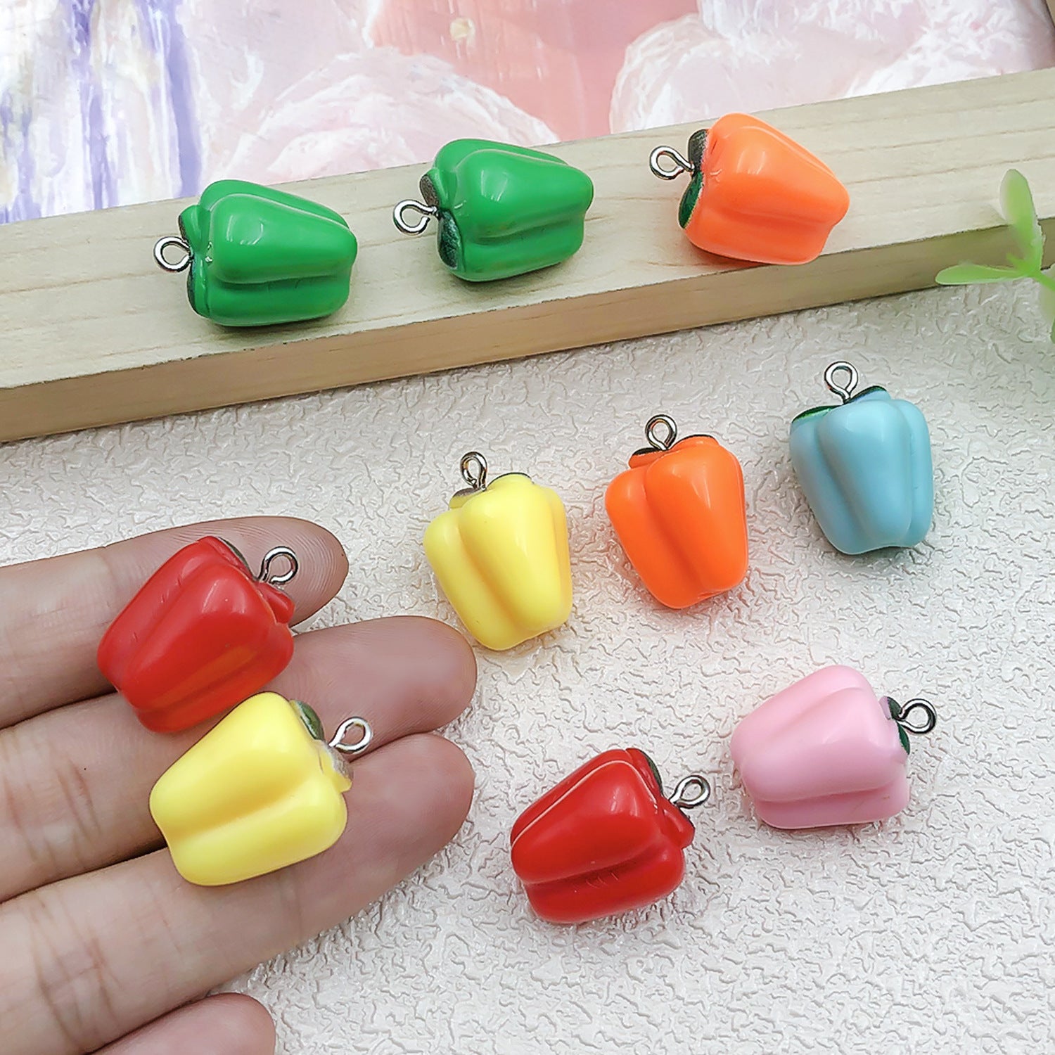Acrylic 3D Bell Pepper Chili Pepper charm pendants for DIY earrings keychain jewelry accessories
