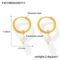 Freshwater Pearl Huggie Hoop Drop Earrings Gold Or Steel view 7