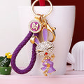 Jeweled Skirt Rabbit Keychains in Four Colors with Braided Loops view 3
