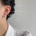 Silver Blue Starfish Shell Pearl Circle Stud Earrings view 2